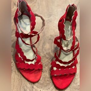 Jessica Simpson Suede Scalloped Red Heels